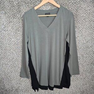 J Jill Top Womens Medium Green V Neck Wearever Collection Stretch Casual Ladies